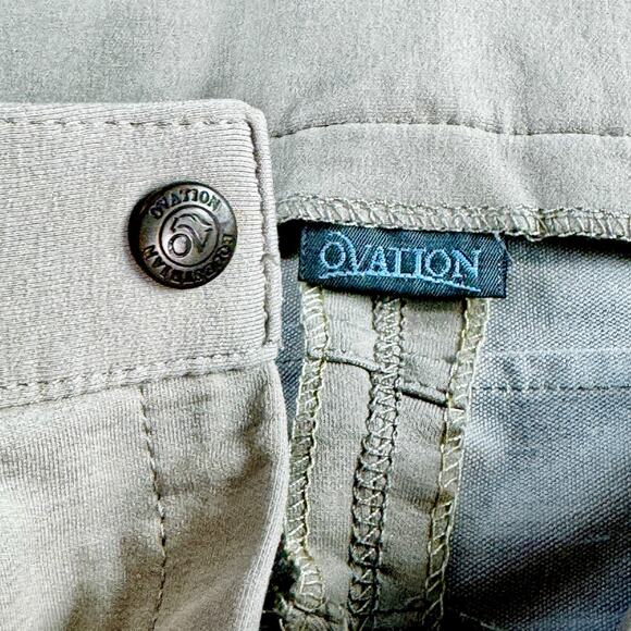 OVATION Riding Pants Tights Knee Inseam Patches Horseback Equestrian Tan 26R - Picture 15 of 15